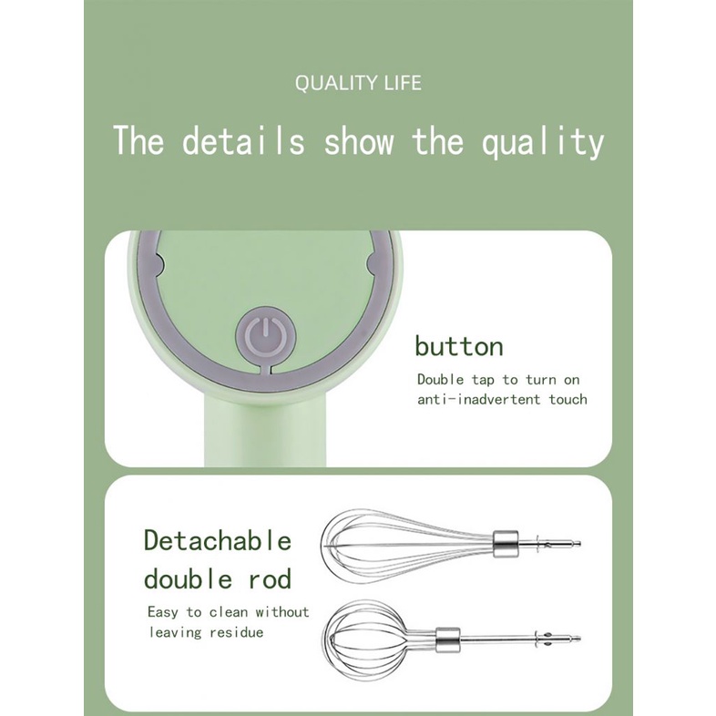 Mesin Pengocok Telur / Krim / Bawang Putih Elektrik Wireless Rechargeable