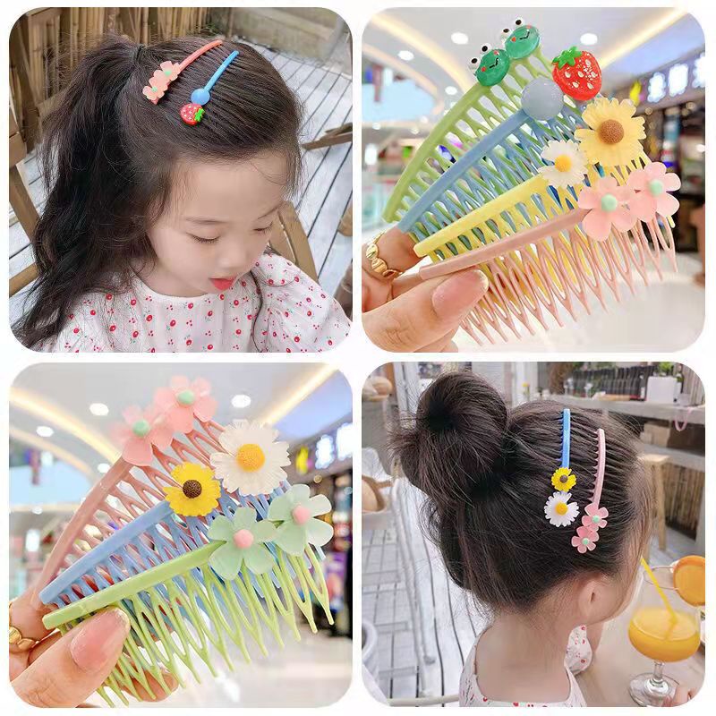 Sirkam 5in1 Anak Perempuan Sirkam Rambut Plastik Motif Cartoon Fashion Lady Accessories Korean