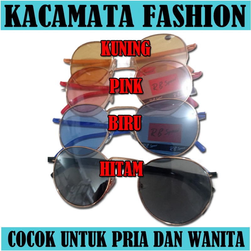 Kacamata Transparan Bulat Warna Permen Bulat Gaya Korea Pria Wanita Frame Besi Model Retro Bulat