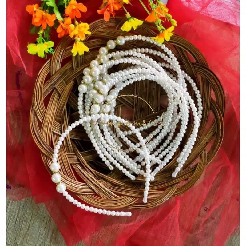 BANDO MAHKOTA KOREA / PEARL HEADBAND KOREAN STYLE / BANDO MUTIARA WANITA