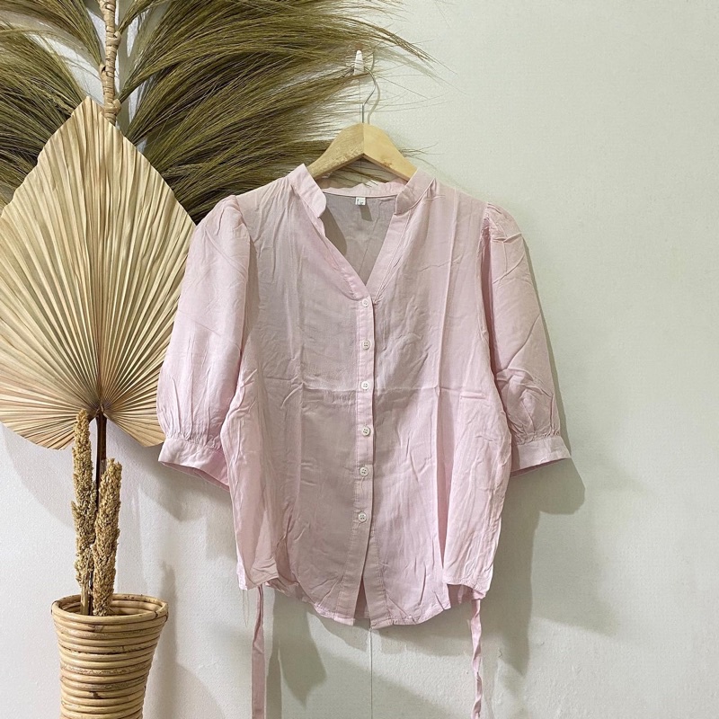 Thrift Kemeja Blouse Atasan Wanita Motif Polos Vintage - Batch 37 (B2-153 s/d B2-192)-B2-183