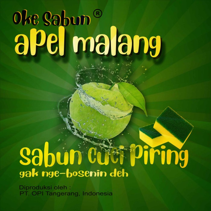 Sabun cuci piring 5 liter apel malang wangi segar keset di piring Produk OPI baru By Oke Sabuny sudah ada izin edar resmi by Oke sabun suplayer