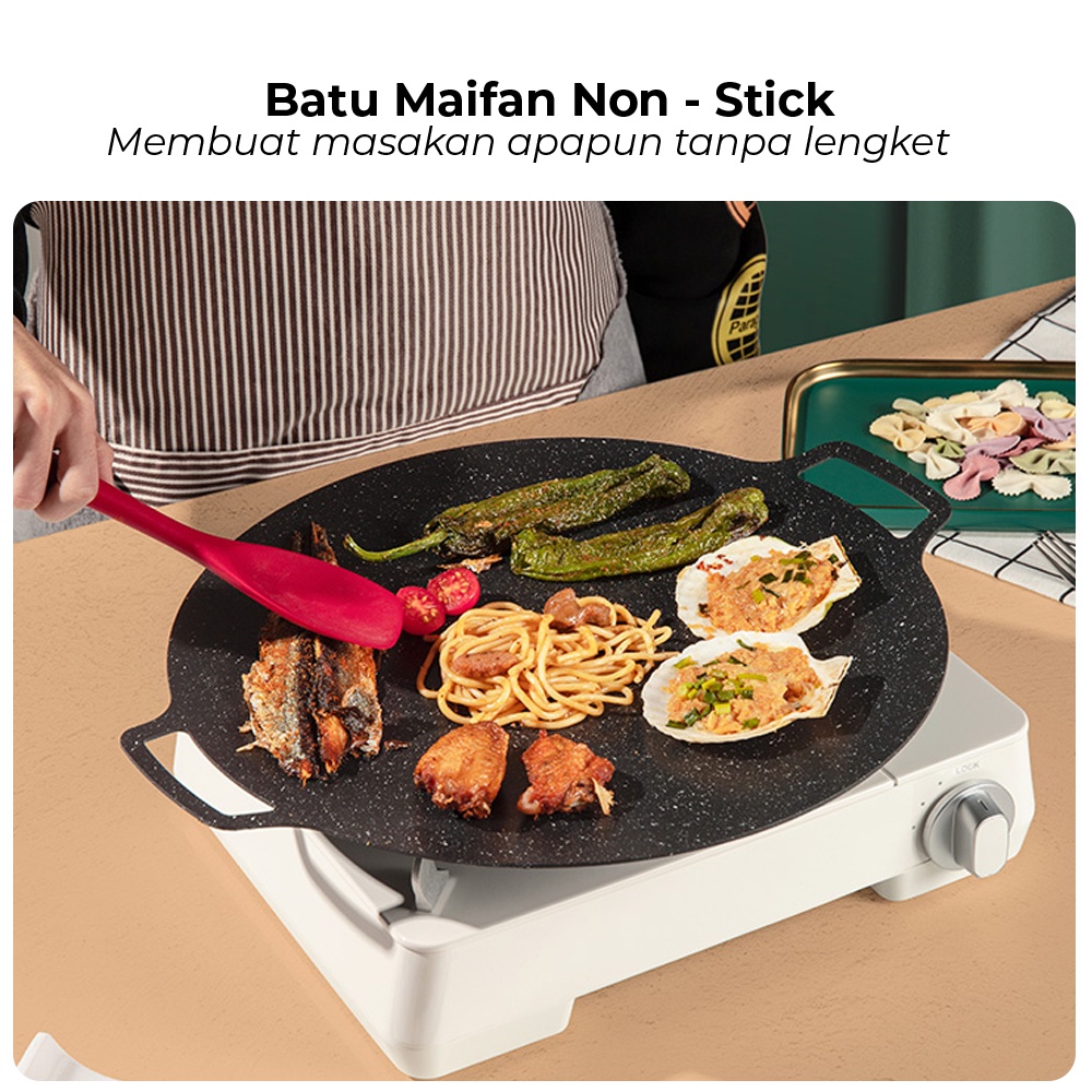 GRILLPLATE Alat pemanggang / Tempat pemanggang bulat BBQ Piring pemanggang diameter 32/34/38/40cm