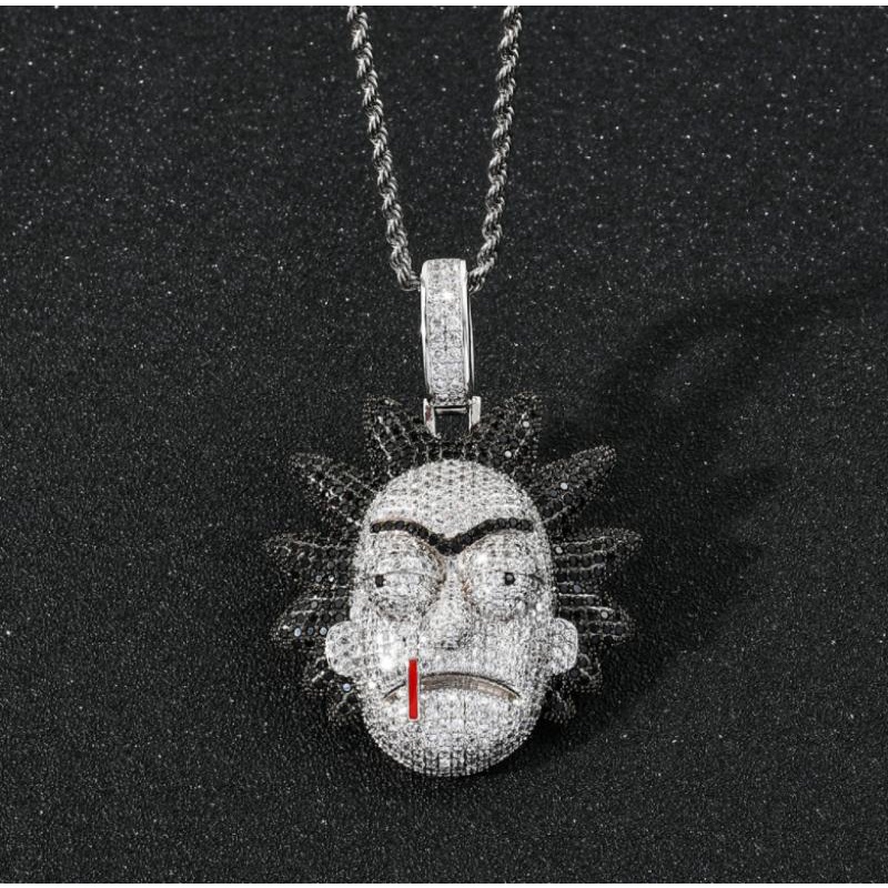 Liontin Desain Anime Protagonist Micro-Inlaid Zircon Gaya Hip Hop Untuk Hadiah