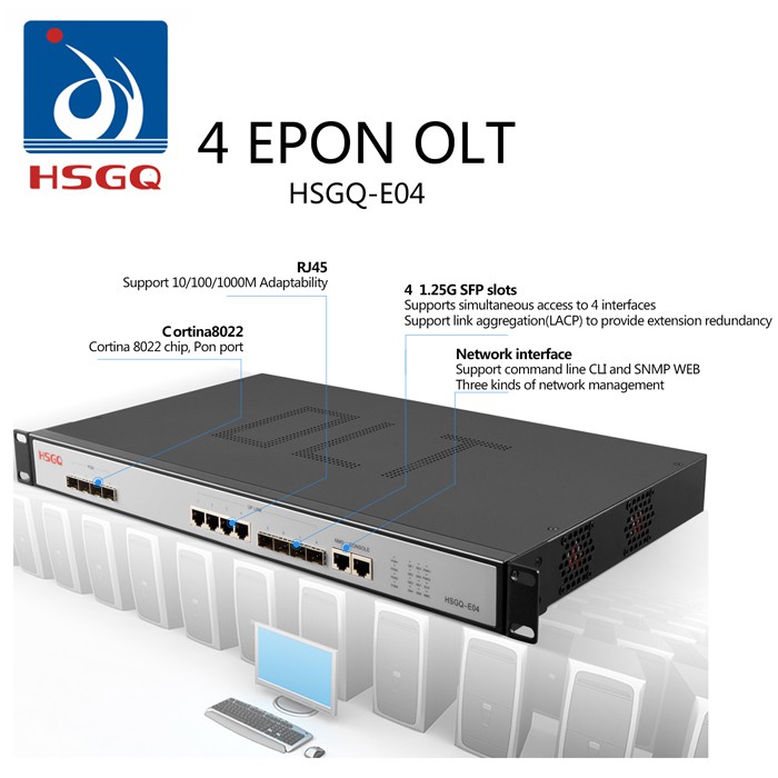 OLT EPON 4 Port HSGQ-E04 EPON OLT 10G