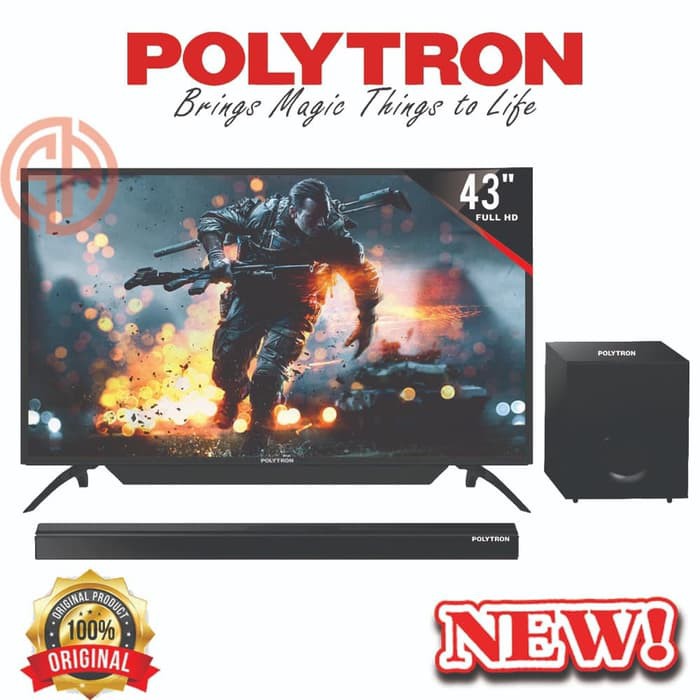 Led Tv 43 Inch Polytron Type: 43BV1558-FREE SOUNDBAR (Khusus Daerah Medan)