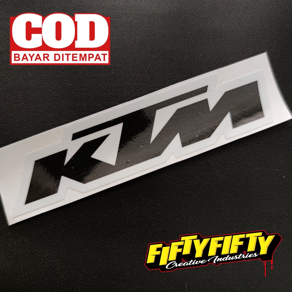 Stiker Print Cut KTM HITAM Stiker Printing Laminasi Glossy Tahan Air Stiker Motor Mobil Helm Sudah Membentuk Pola Desain