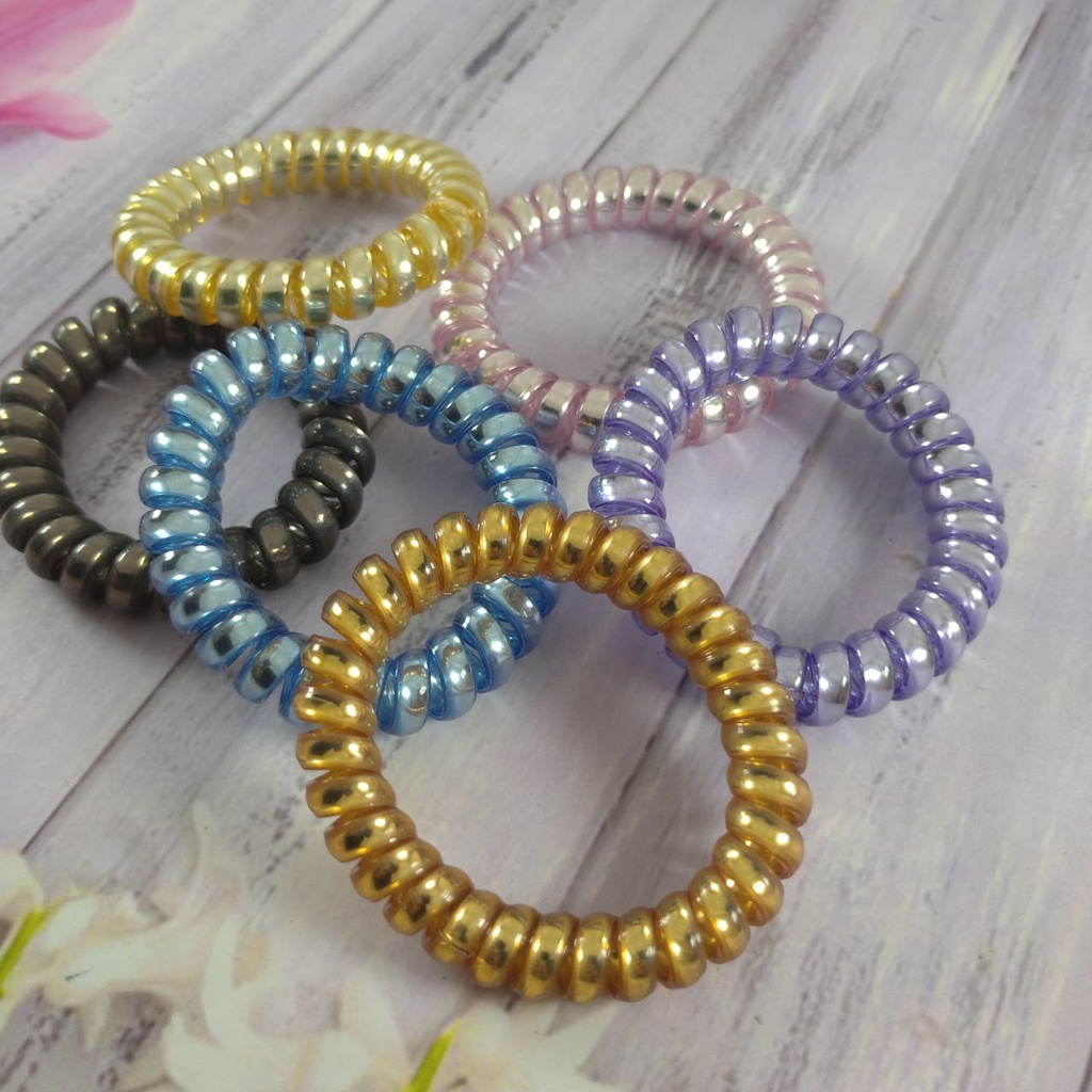 Karet Ikat Rambut Kabel Spiral KUNCIR RAMBUT WARNA RANDOM