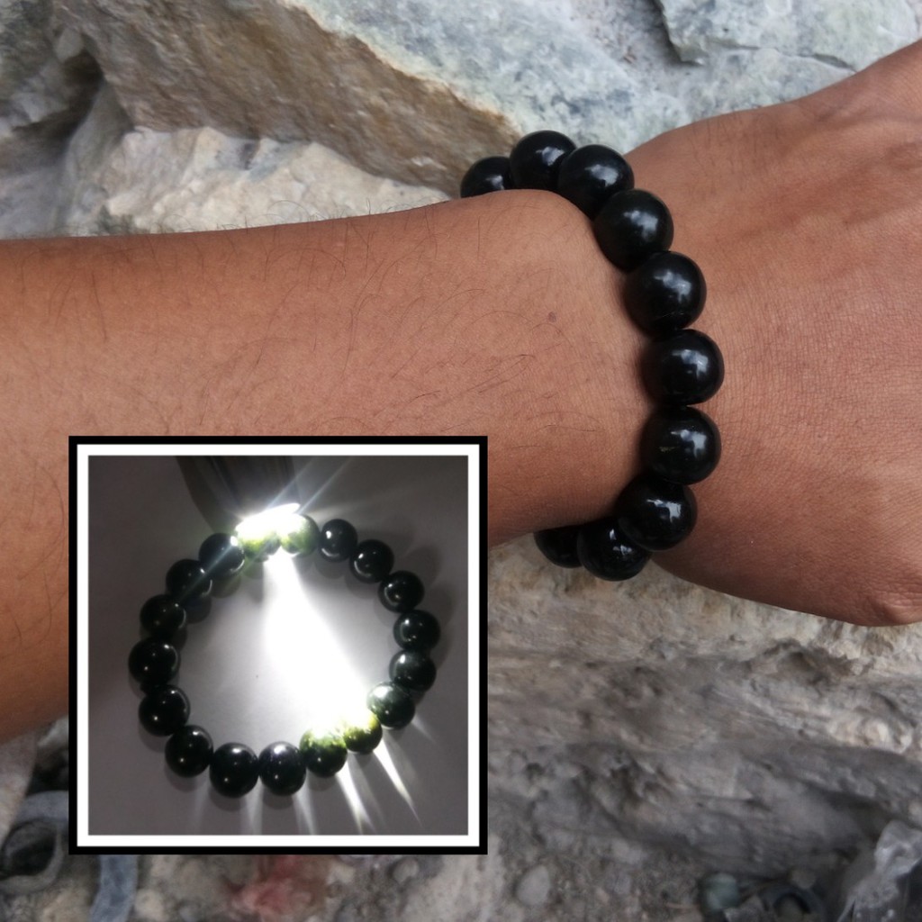 PROMO Gelang Giok Black Jade Aceh Natural Terapi Big Size