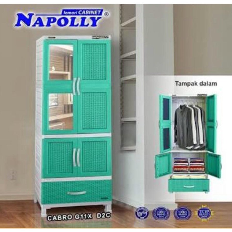 Lemari Pakaian Napolly (CABRO-G11 X D2C) Gantungan Rak Laci