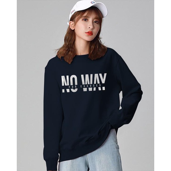 Kaos Lengan Panjang  NO WAY / Kaos Sweatshirt / Atasan Wanita / Atasan Wanita Lengan Panjang