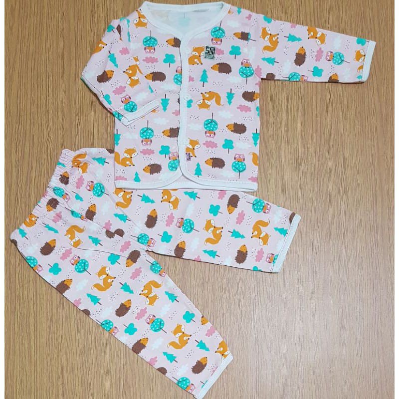 HOKIKU Setelan baju tidur bayi Piyama Bayi Lengan Panjang Pendek Motif Newborn