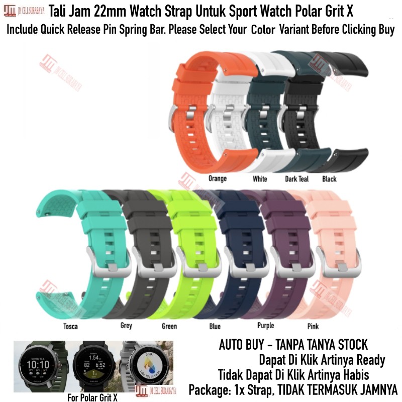 XLF Tali Jam 22mm Watch Strap Polar Grit X / Pro / Titan - Rubber Silikon Metal Buckle