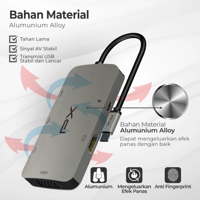 USB 3.1 Type C 6in1 HDMI 4K VGA USB 3.0 Hub Converter PX UCH60