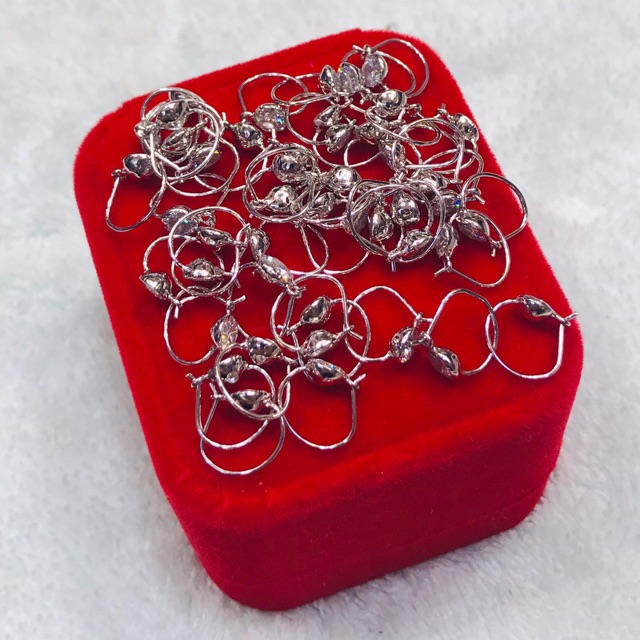 Anting desi permata anak/bayi perak 925/perhiasan perak lapis emas putih asli/AJ056