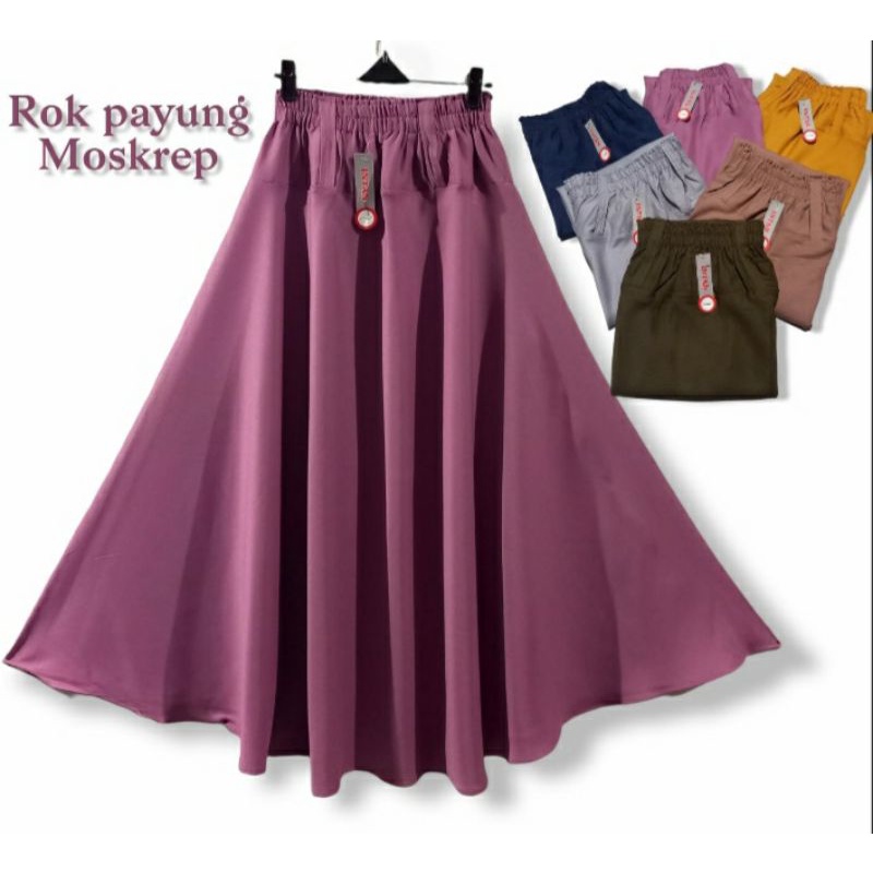 ROK PAYUNG MOSCREPE | ROK PAYUNG POLOS | ROK PAYUNG MOSCREPE KASUAL POLOS