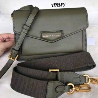 Tas Wanita Charles and Keith ENVELOPE BLUE TOSKA  ARMY BATA  