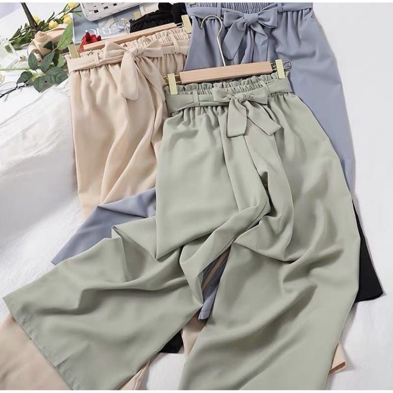 BEFAST - ZFS OOTD Wanita Kulit YORY / KULOT MOOLA / Celana Panjang Wanita / Celana Kulot Pita / Celana Panjang Trendy / Outfit Wanita Hangout / Celana Panjang Kulot Casual Polos