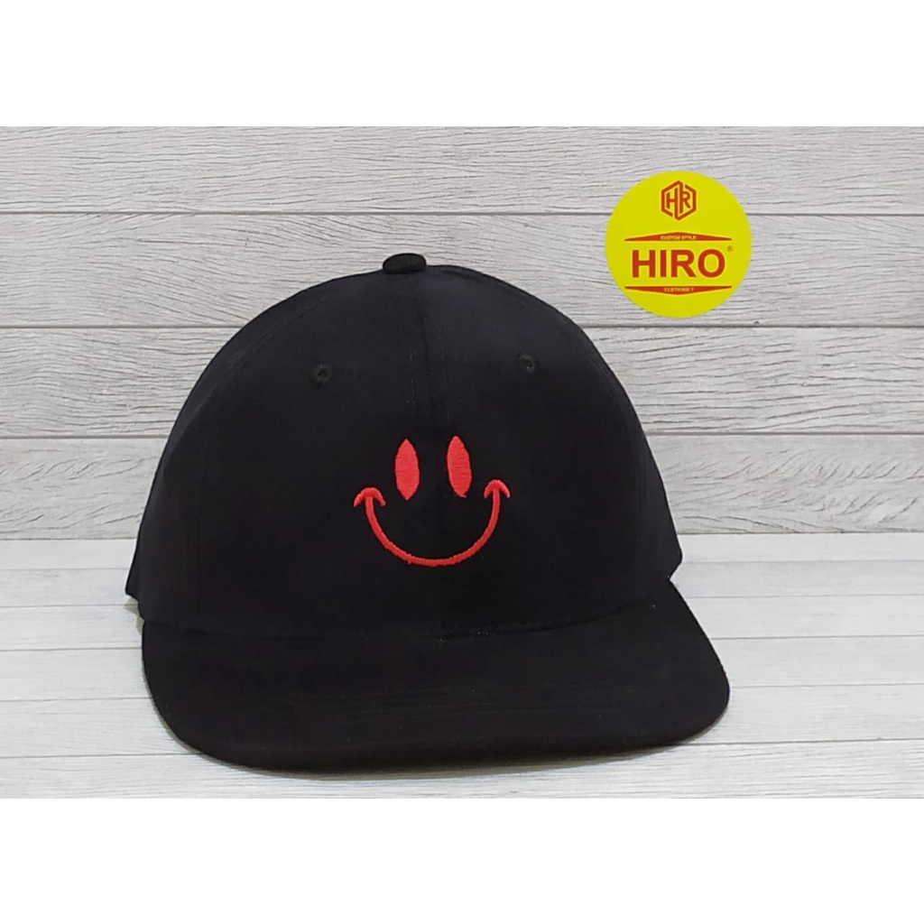 [COD]Topi Snapback Bordir Smile New Model/Topi Distro Pria/Topi Keren