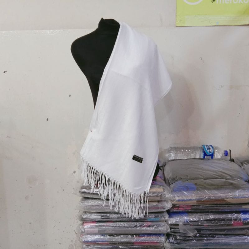 SYAL//PASHMINA PUTIH MOTIF POLOS || SYAL POLOS || SCARF PUTIH || SELENDANG