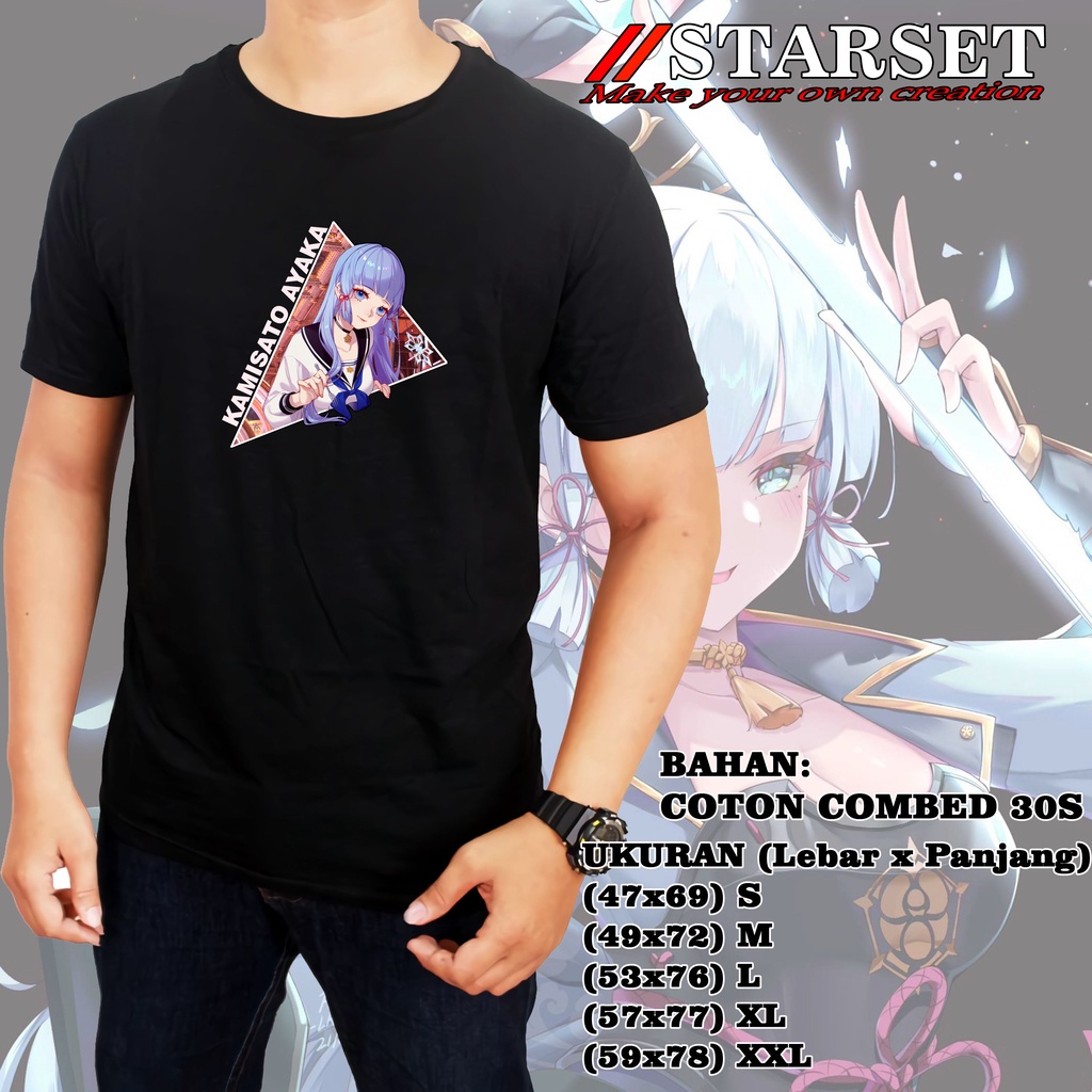 Kaos Tshirt Game Genshin Impact Kamisato Ayaka 02 - Baju Wibu - Baju Otaku - Baju pria - Baju Simp -