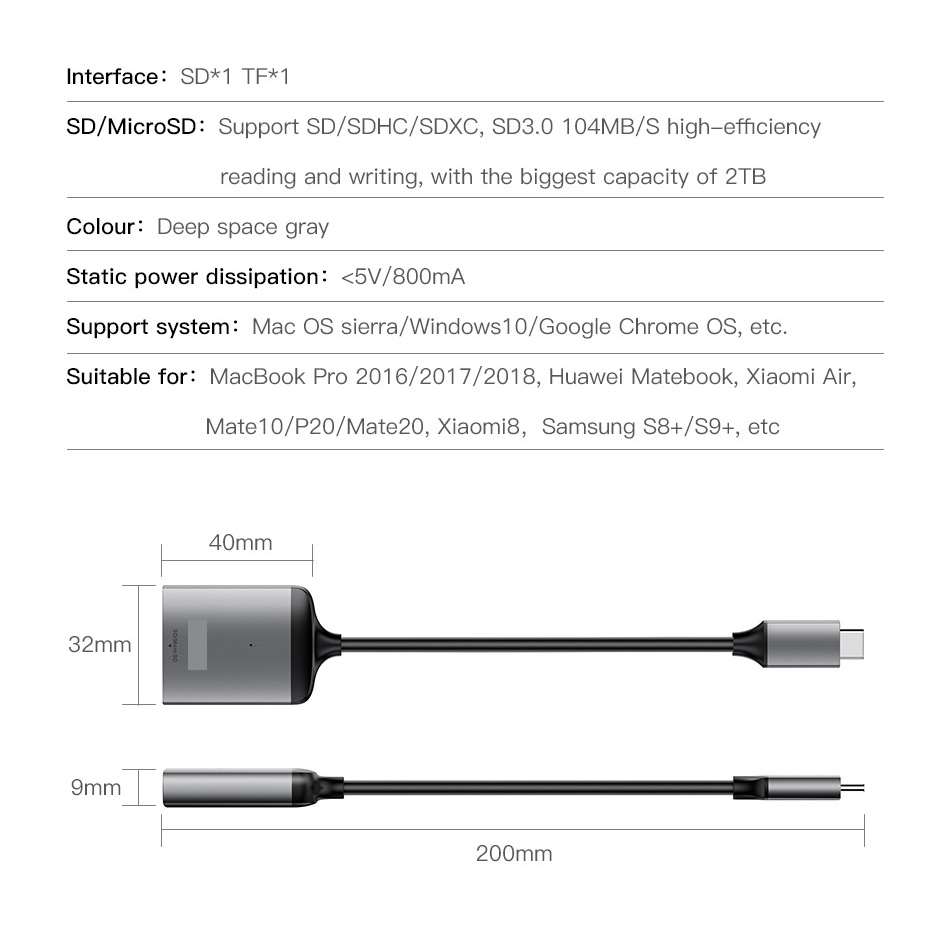 Card Reader Type C ke kartu memori SD dan kartu memori Micro SD P0G CAHUB