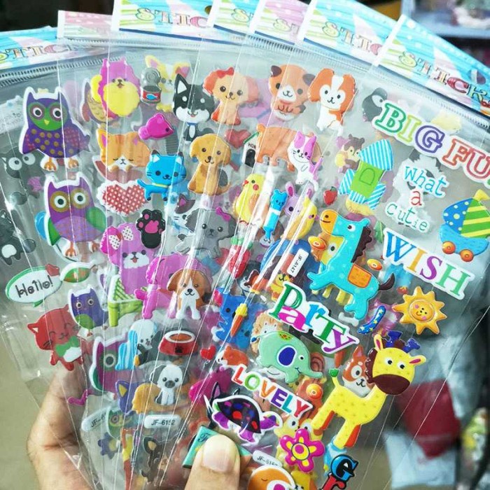 BAROKAH GAMIS Sticker Anak Gambar Tempel Timbul Stiker Karakter Lucu 3D pet zoo cute