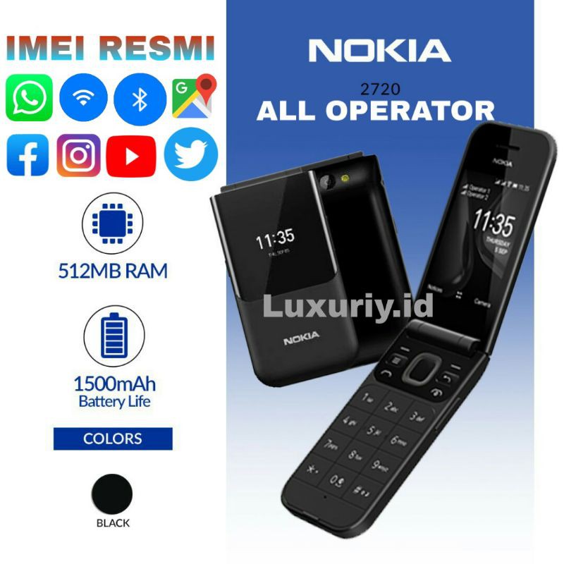 NOKIA 2720 FLIP 2019 ORIGINAL{ IMEI TERDAFTAR RESMI DI KEMENPERIN (BISA SEMUA SIM CARD)