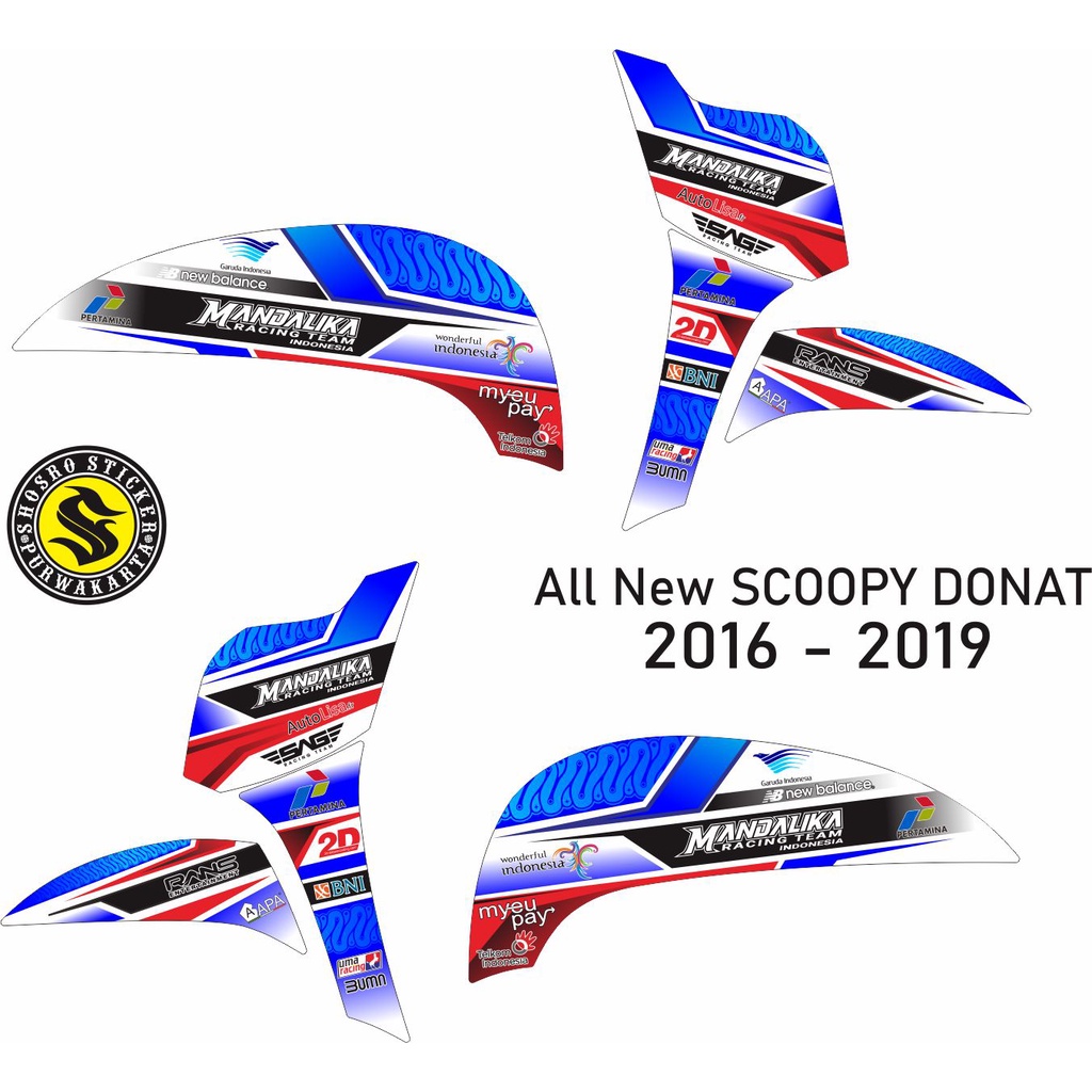 STIKER STIKER / STRIPING SCOOPY FI DONAT VARIASI MANDALIKA MOTIF / STRIPING HONDA SCOOPY 2016 - 2019