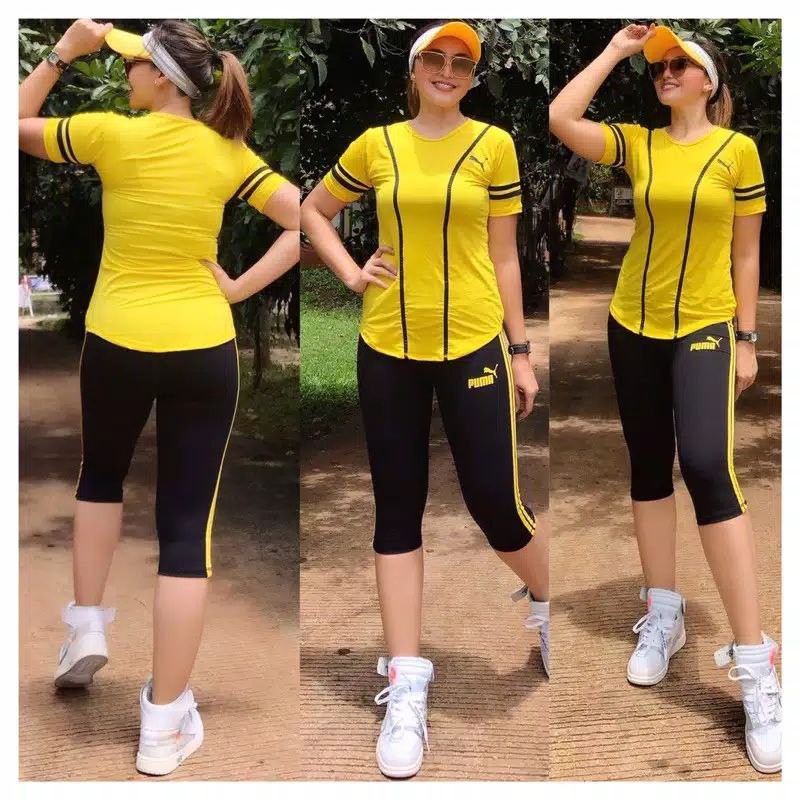 2 Pcs Setelan Baju Senam | Baju Olahraga Wanita Puma | Set Puma Senam Zumba Aerobik