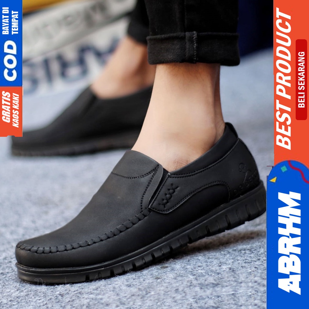 ABRHM BLEND Sepatu Formal Casual Pantofel Kerja Hitam-Coklat