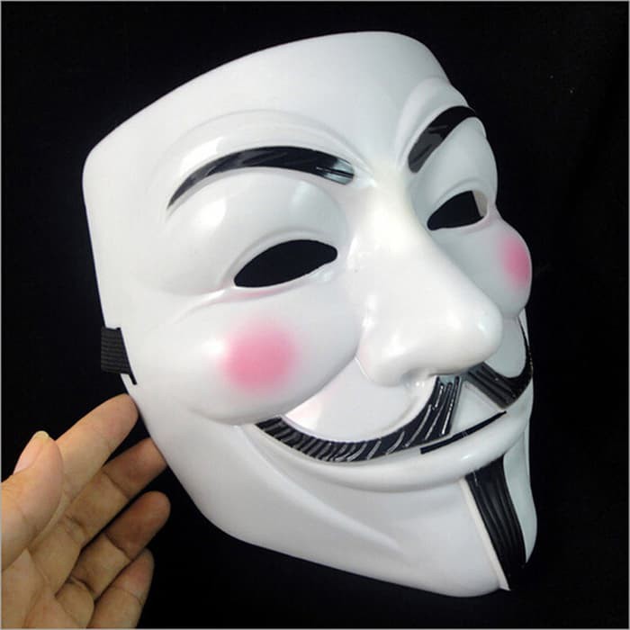 Topeng Anonymous V Vendetta Guy Fawkes White Putih Kostum Halloween Original