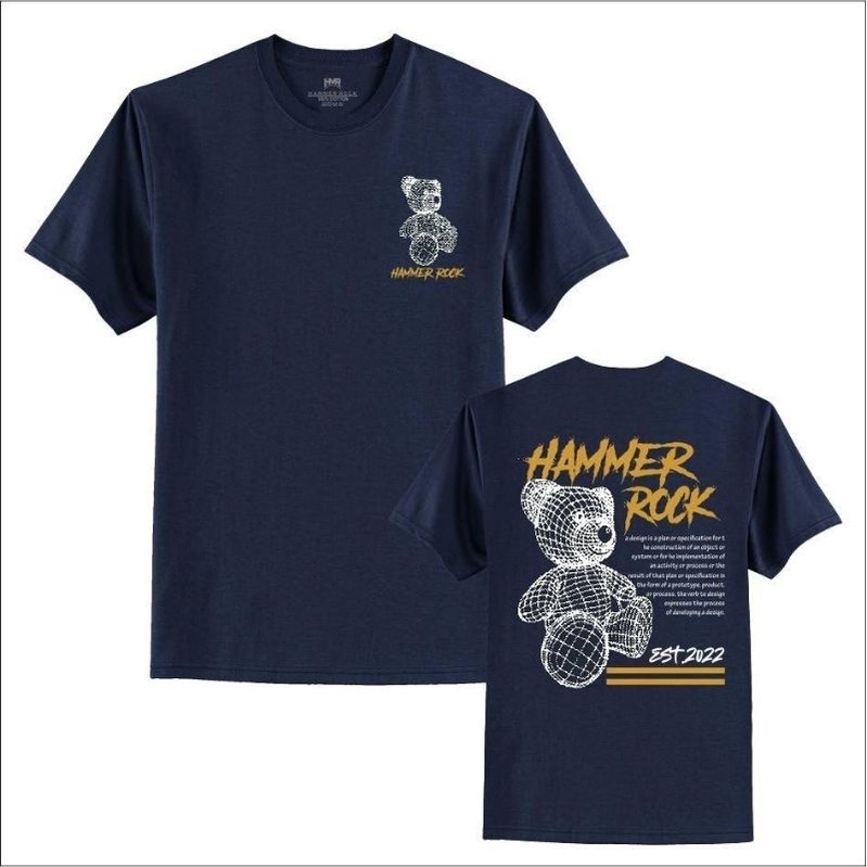 Kaos distro Navy pendek Hammer Rock original
