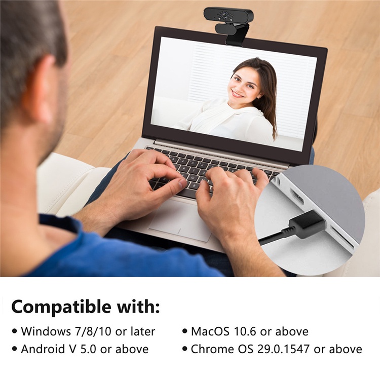 Webcam Laptop 1080P USB Kamera PC 4K Full HD With Mic Live Streming Webcam Untuk Zoom Google Meeting Camera Laptop Image 2