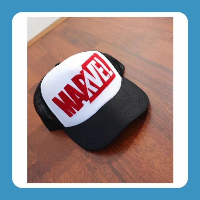 EMOEMO-Topi Baseball Pria anak Logo MARVEL Snapback Topi Distro Jaring trucker Hat