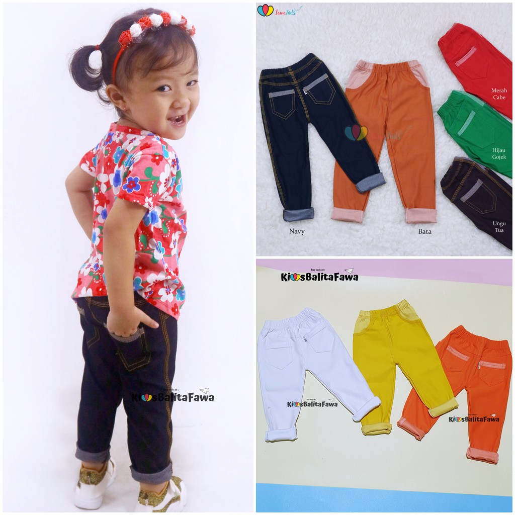 KANTONG Jeans Legging Anak uk Bayi - Remaja / Laki Perempuan Celana Panjang Anak Polos Denim Legging