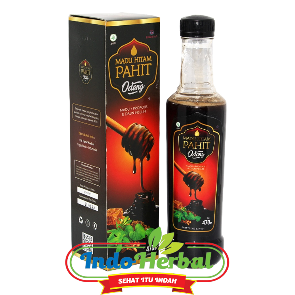 Madu Hitam Pahit Spesial Odeng ElMedinah | Madu Propolis Plus Daun Insulin 470 gr