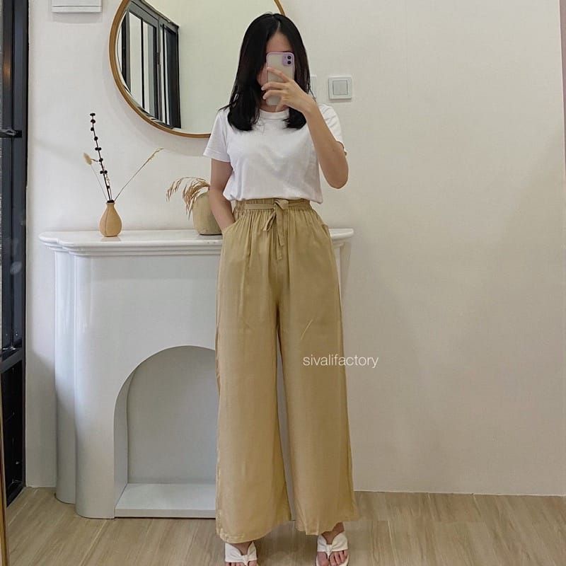 Celana Kulot Rayon Wanita Loose Cullote Pants Homewear kekinian