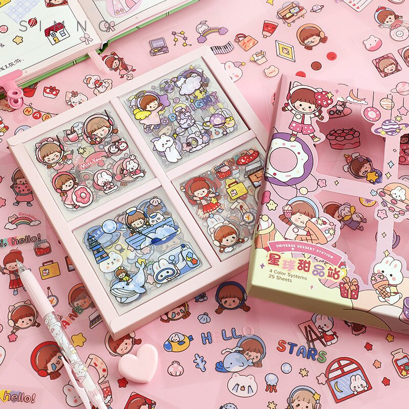 100 Lembar Stiker Motif MOMO Kartun Korea Lucu Anti Air Dekorasi DIY