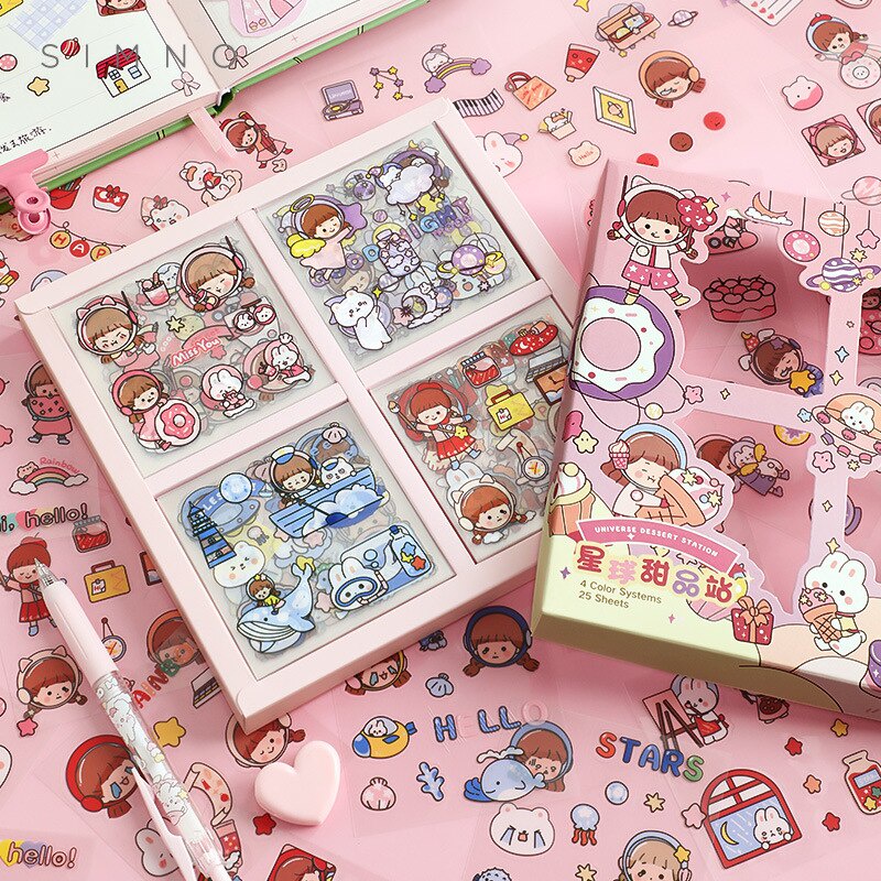 100 Lembar Stiker Motif MOMO Kartun Korea Lucu Anti Air Dekorasi DIY