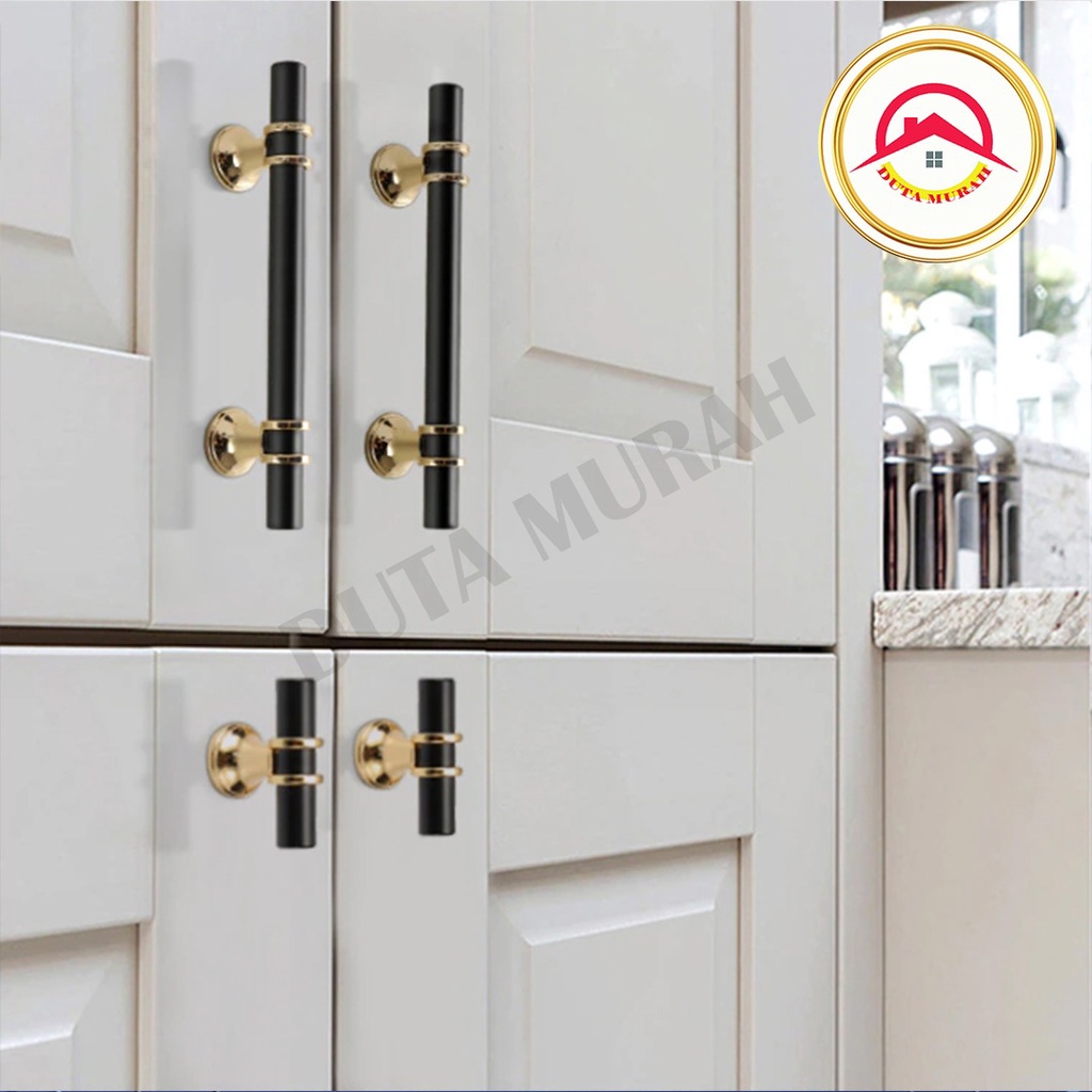 Handle Lemari Handle Emas Hitam Gold Black Knob Pull Pintu Tarikan Laci Minimalis Modern Gagang Pintu Lemari Model Baru