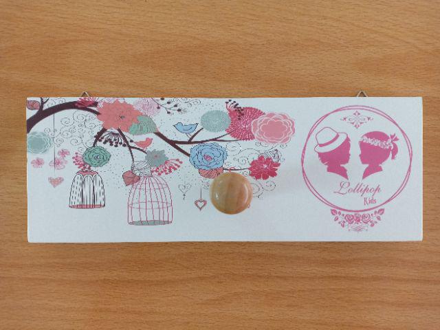 Oemah Kajoe Kapstok Bergambar - Gantungan Baju Shabby Chic Lovebird Limited Edition