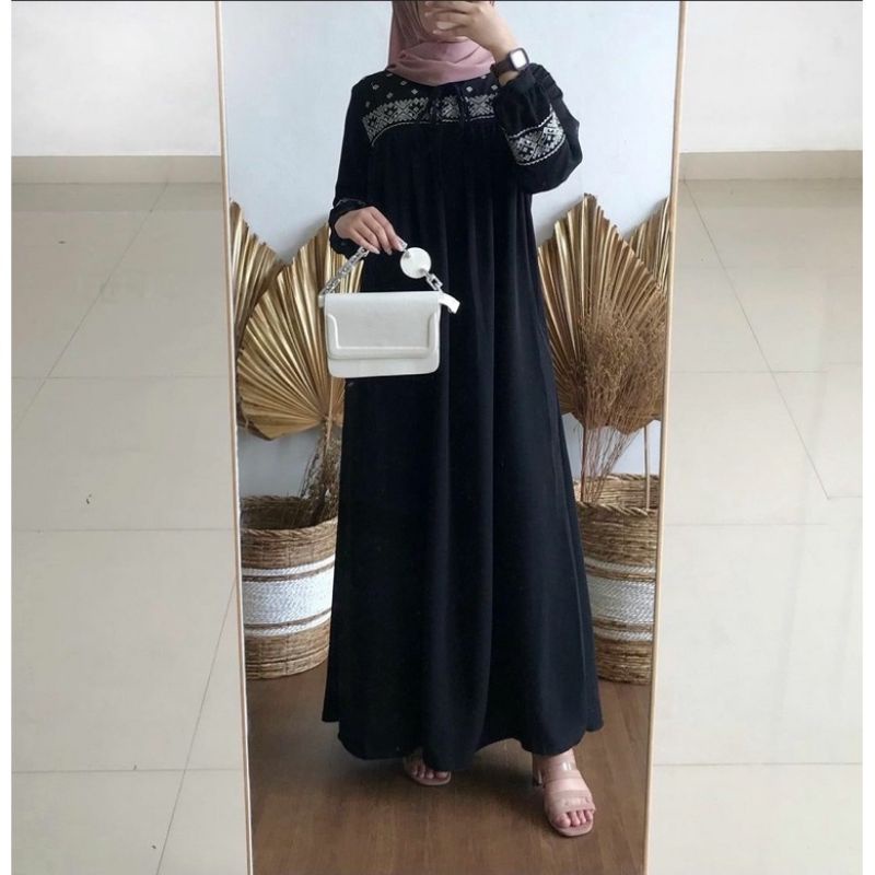 GAMIS POLOS KOMBINASI BORDIR WOLFIS MOMOKA