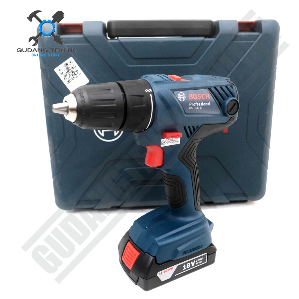 Mesin Bor Tangan CORDLESS 13mm BOSCH GSR180 18V / Mesin Bor Besi Kayu BATERAI GSR 180 - Cordless Drill Brushless GSR-180