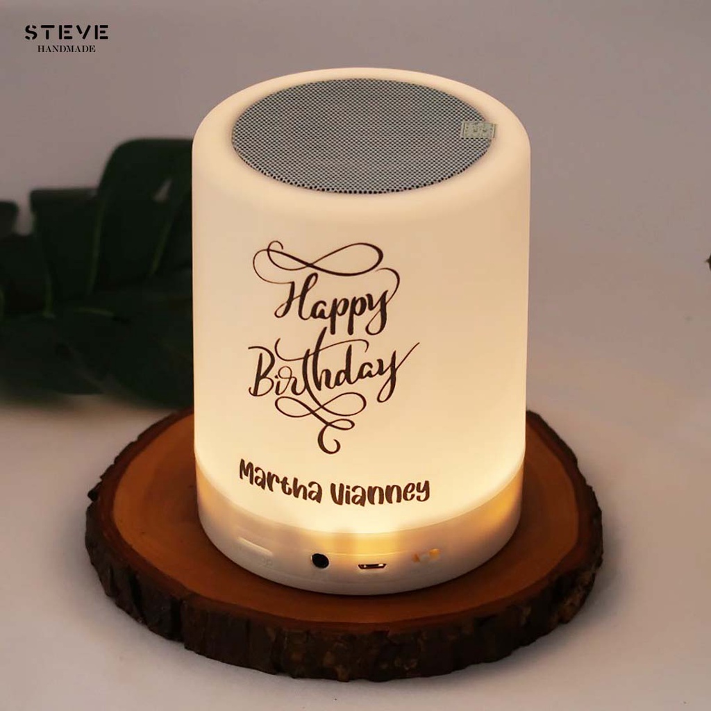 Lampu Tidur Bluetooth Speaker Smart LED LB2012 Custom Nama Anniversary Happy Birthday Steve Handmade
