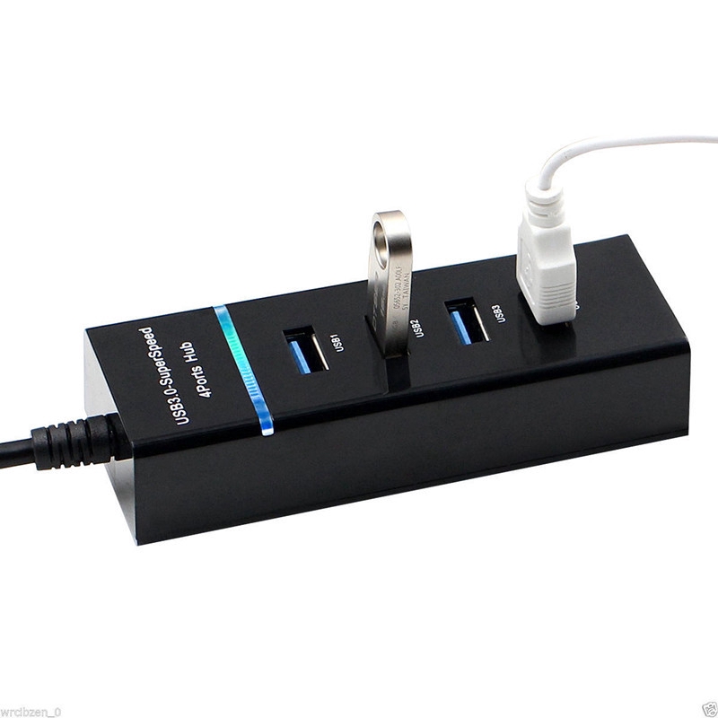 Hub Splitter 4 Port USB 3.0 Kecepatan Tinggi 5Gbps Dengan Indikator Built-in 3.0