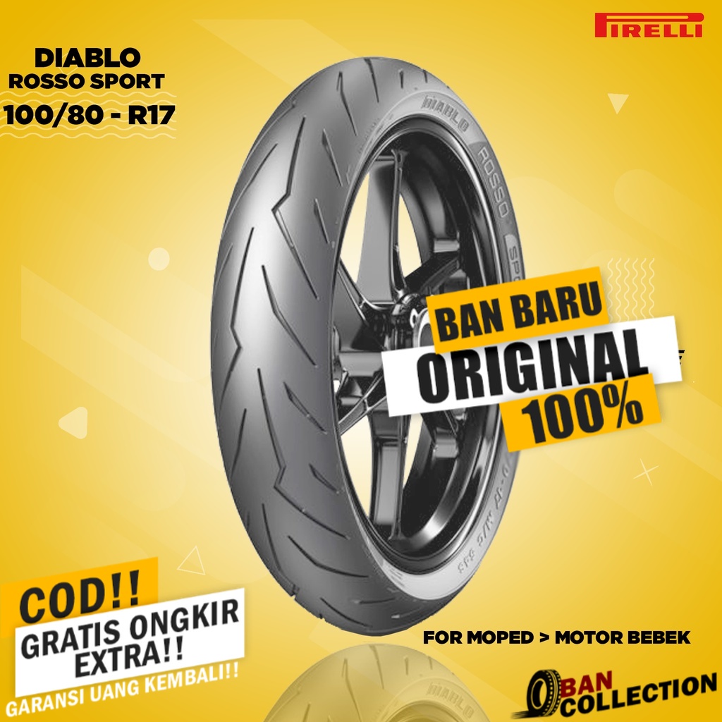 Ban Motor Bebek // PIRELLI DIABLO ROSSO SPORT 100/80 Ring 17 Tubeless ban motor tubles ring 17 ban m