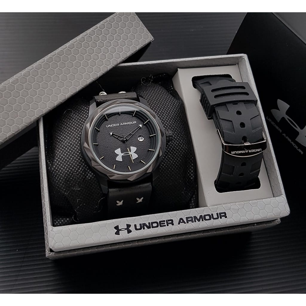 Best Seller  Jam Tangan Pria UA Classic Strap Kulit AS1205510 Elegan Free Baterai , Rubber & Box