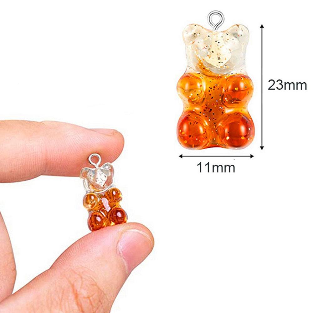 NEEDWAY Needway Temuan Perhiasan 10pcs Untuk Anting Kalung Membuat Resin 23*11mm Gummy Bear Pendant