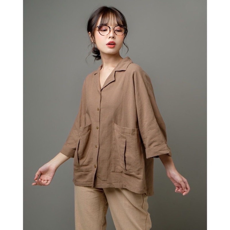 Lexza Kemeja Linen Jumbo Premium Kemeja Wanita Casual